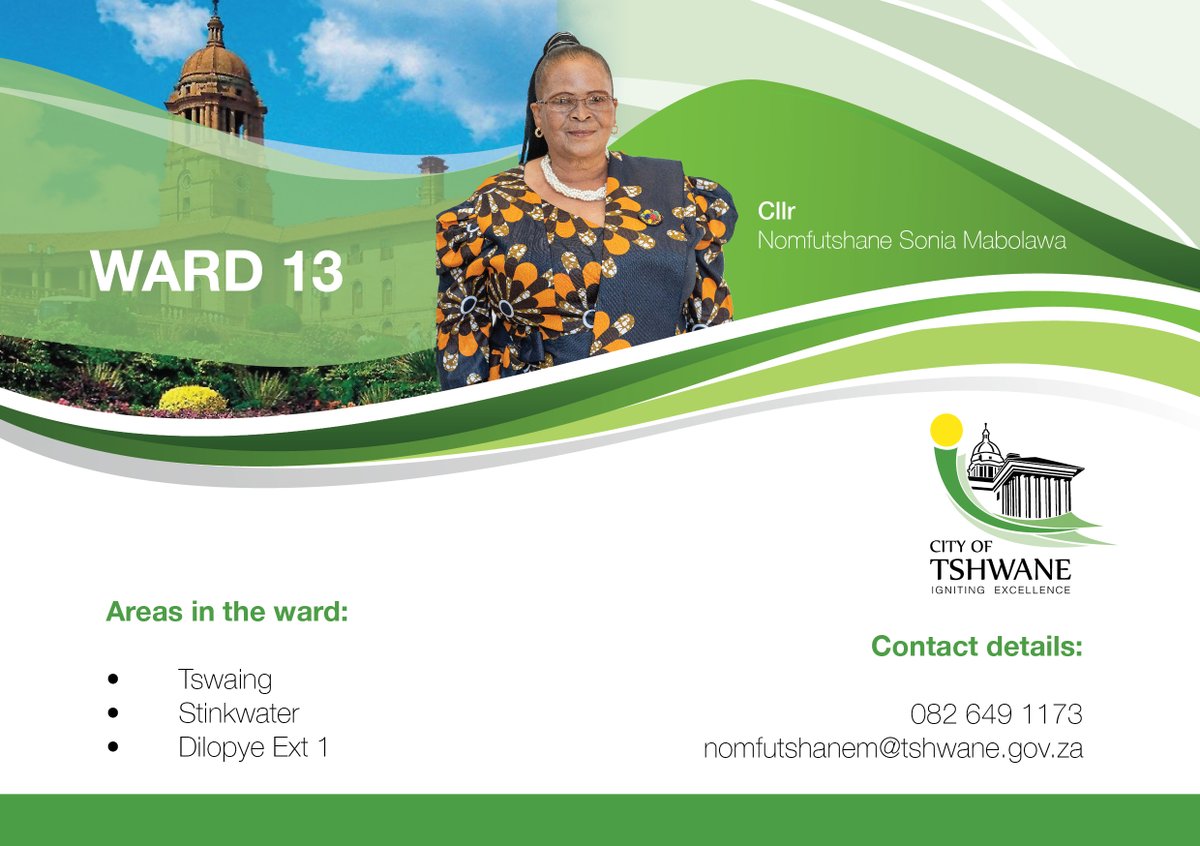 TshwaneSpeaker's tweet photo. #knowyourcllr #cityofTshwane #Ward13
@CityTshwane https://t.co/Tv2aQsoFa2