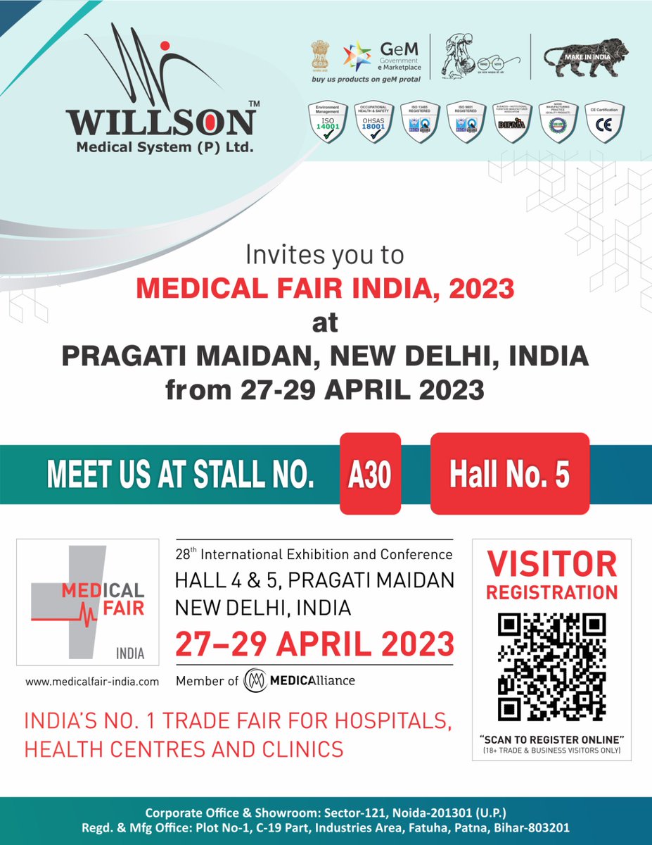 SystemWillson's tweet photo. #medicalfairindia #exhibition #conferences #healthcare #medical #hospitals #medicalequipments #medicaldevices #makeinindia #medicalmanufacturing #medicalindustry #hospitalinfrastructure #medicaltechnology #india #delhi #pragatimaidan https://t.co/8meuJkQRon