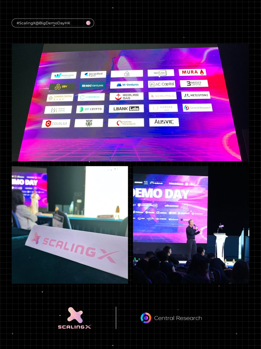 Scaling_X's tweet photo. #ScalingXatHK

#ScalingX is honored to attend the Big Demo Day hosted by @CentralResearc3 🇭🇰
Great to see so many high-potential #Web3 projects &amp; talented developers building innovative use cases at the forefront of the industry.

Let's keep #BUIDLing 💪🏻 https://t.co/KEXr5YXSUx