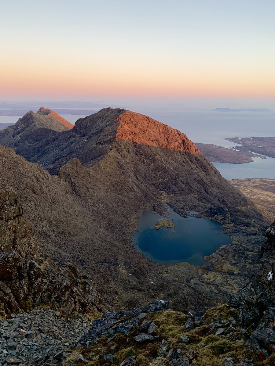 Sunset from the roof of #Skye last night - an evening ascent of Sgurr Alasdair and back down the Stone Chute before dark #scotland #Munros #islandpeaks