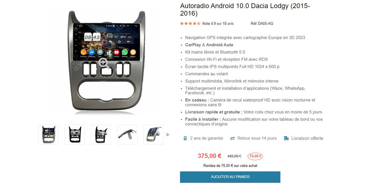AdnGps's tweet photo. Autoradio Android 10.0 Dacia Lodgy (2015-2016) https://t.co/yjwk15ZjMR