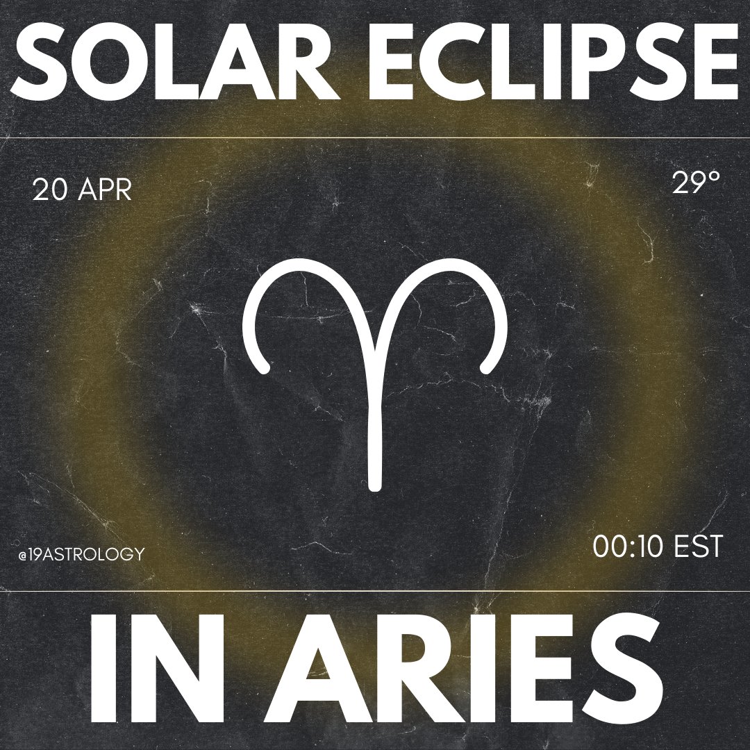 19astrology__'s tweet photo. Eclipse season is officially here, this Hybrid New Moon Solar Eclipse is the first of the Aries-Libra cycle to come. On 20 Apr, the moon takes centre stage between the sun and earth, eclipsing most, &amp; at times all, of the Aries sun that's our outer identity 1/4 https://t.co/ZjjigitEFd