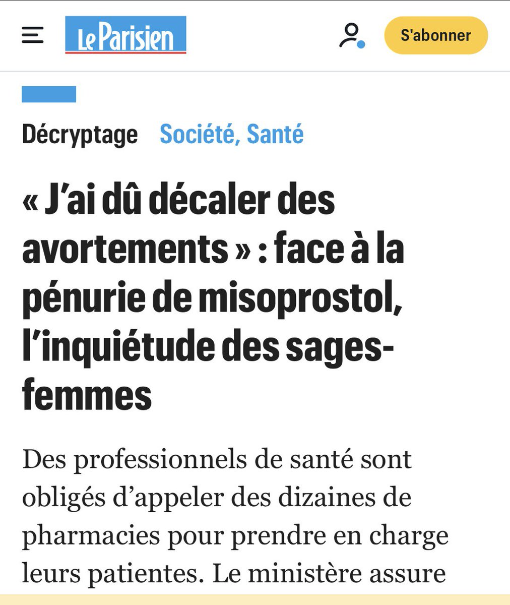 OTMeds's tweet photo. ⭕️ Alors que le ministre @FrcsBraun dit qu'il n'y a pas eu de problème d'accès, article du @le_Parisien @FlorenceMereo aujourd'hui : « J’ai dû décaler des avortements » : face à la pénurie de misoprostol, l’inquiétude des sages-femmes. "Des professionnels de santé sont obligés d’appeler des dizaines de pharmacies pour prendre en charge leurs patientes. Le ministère assure que les tensions « s’estomperont rapidement »." 

https://t.co/Guc722sb1s