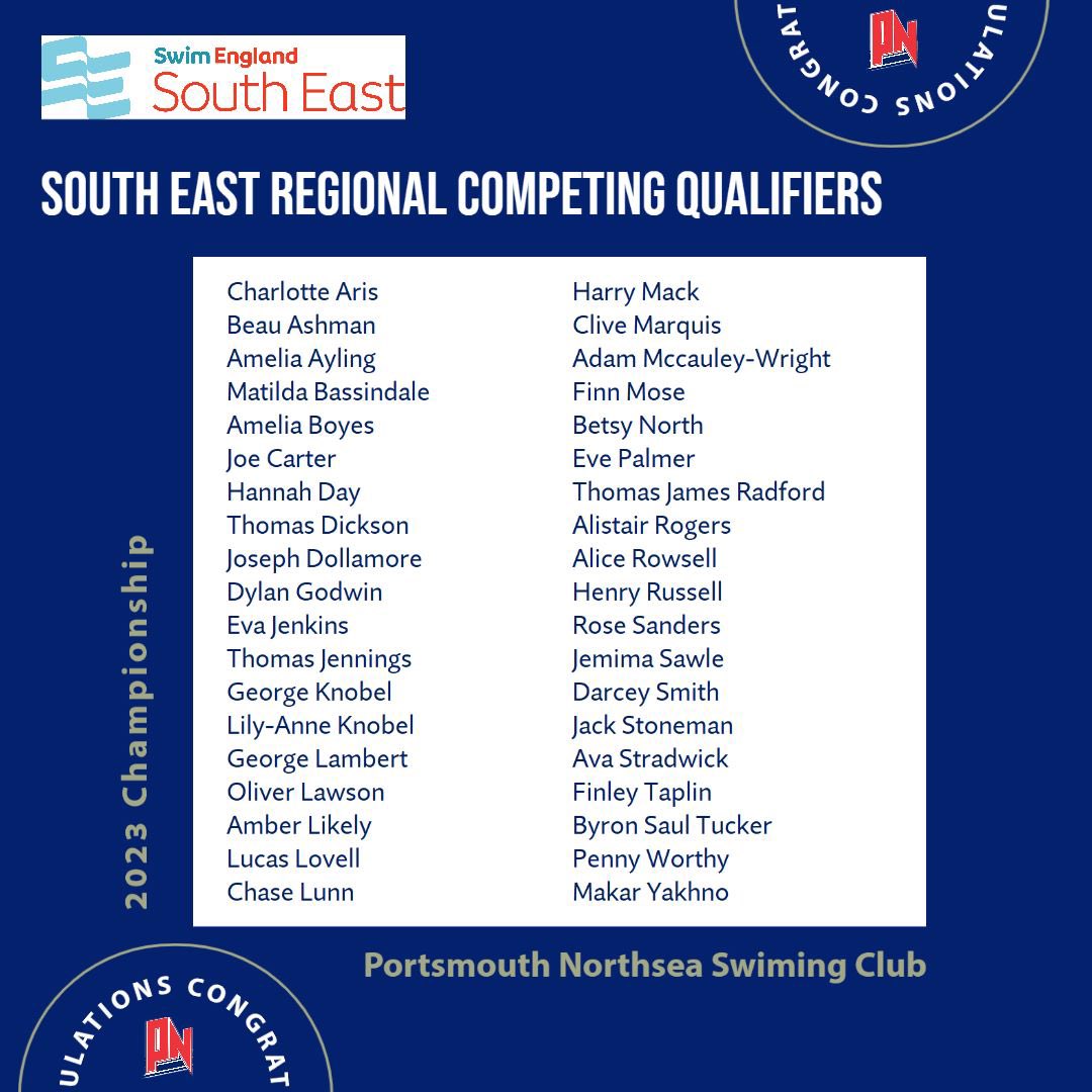 🤩 Congratulations to all the PNSC South East Regional Competing Qualifiers. #proudclub #letsgonorthsea #fastswimming 🍀🏊‍♀️🏊‍♂️