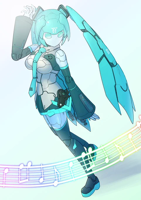 初音ミクを描いてみた!#初音ミク #ロボ娘 