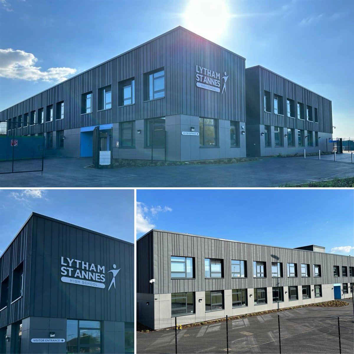 LongworthFacade's tweet image. We recently completed our facade works at Lytham St Annes School for Wates Construction.

On this scheme we installed a Greencoat mountain grey and navy blue standing seam cladding system and an Equitone Natura rainscreen to ground level.

#greencoat #equitone #cladding #facade