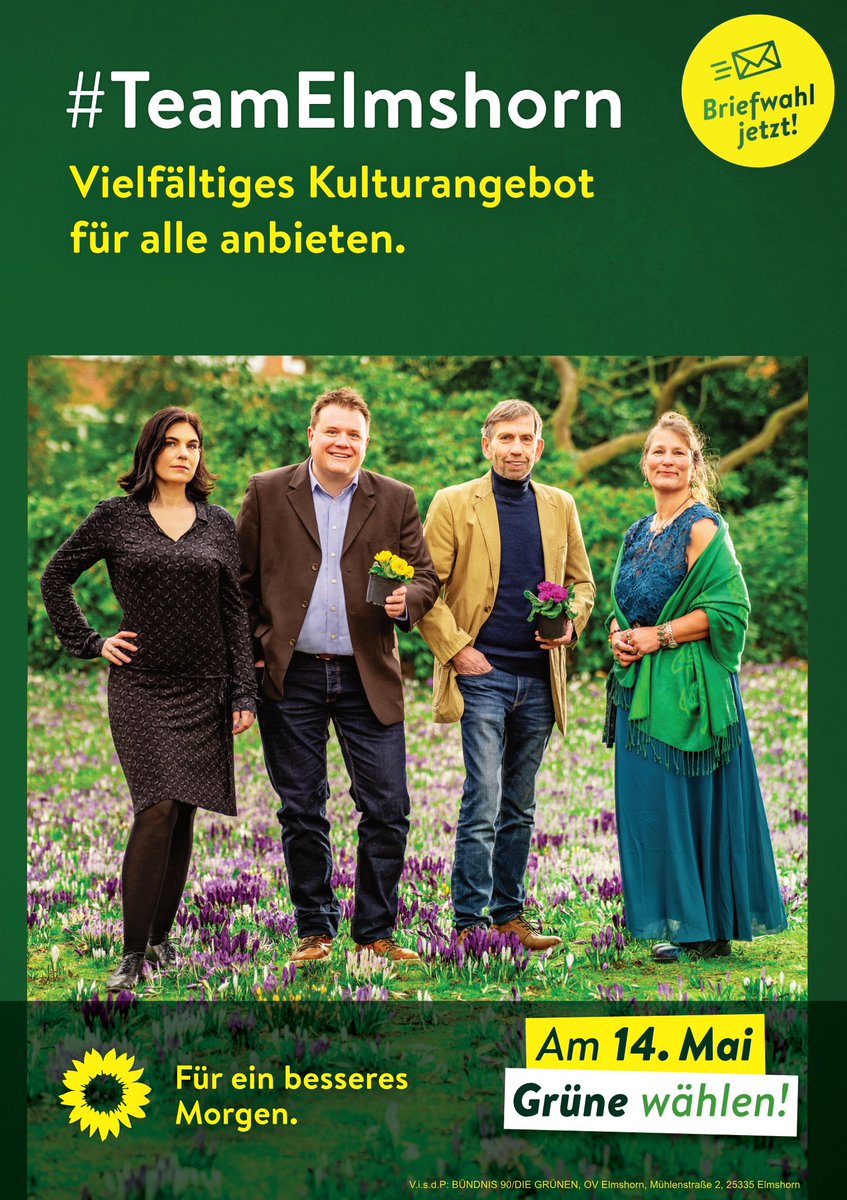 Gruene_Elmshorn's tweet photo. #TeamElmshorn
Das kulturelle Angebot stellt eine große Bereicherung für unsere Stadt dar. Wir wollen:
• Kultur fördern, Kulturtreibende vernetzen 
• Junge Leute  begeistern 
• Kultur zugänglich machen 
Weitere Infos: https://t.co/z6An4YC8TX

#Elmshorn #elmshorncity #gruenfetzt https://t.co/3sEbDVUoWJ