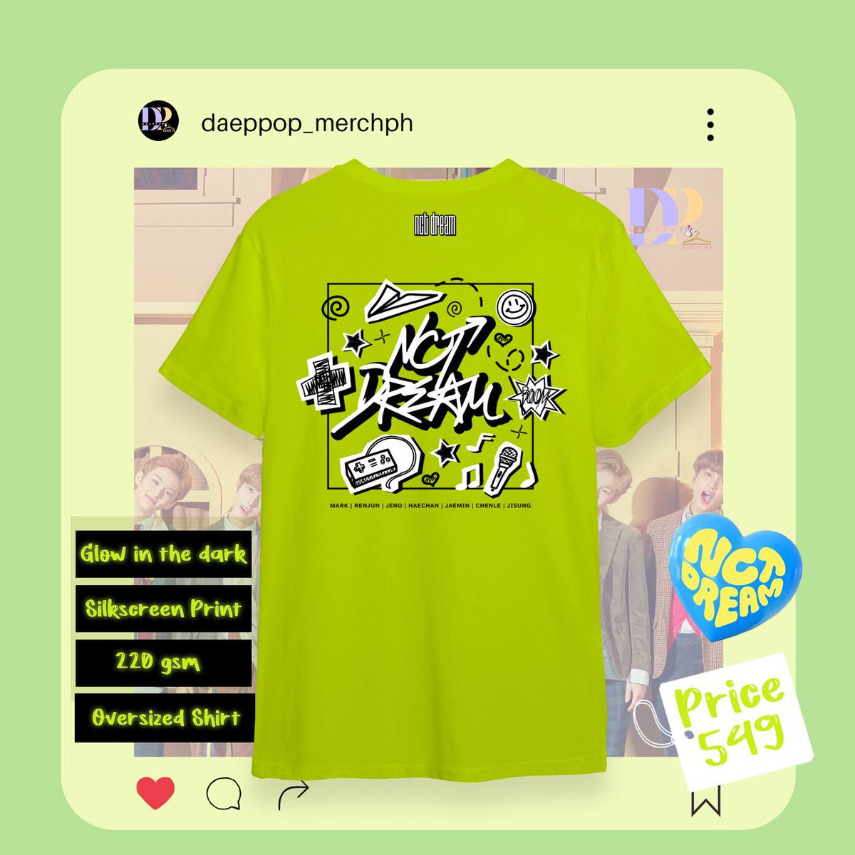 daeppop_merchph's tweet photo. WTS | LFB  

Fan-Made NCT DREAM TDS2 Manila Concert Shirt

✨ For only ₱599 + SF ✨

◽Glow in the Dark (Water-Based Silkscreen Print)
◽ Oversized Shirts
◽50% DP: ₱300 (Pay as you order)

📌 ORDER FORM: 
https://t.co/ujHBKOFhv8
#NCTDREAM_THEDREAMSHOW2 #TDS2inMNL #NCTDREAM https://t.co/a8gerK0RR4