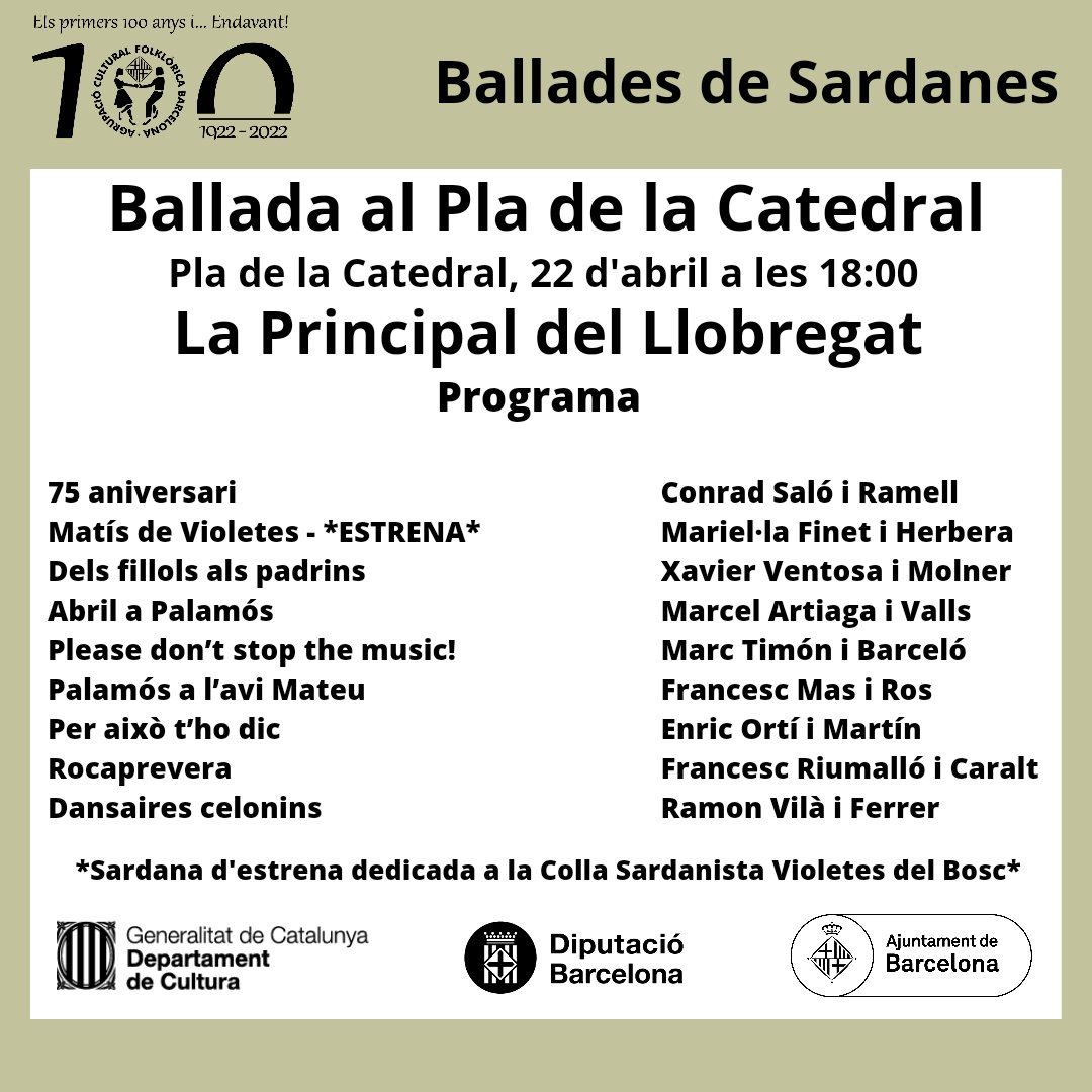 Bon dia! 
Us presentem les dues audicions que portarem a terme aquest cap de setmana. 

La primera amb la <a href="/lallobregat/">CoblaLaLlobregat</a> serà el dissabte a les 18:00 al Pla de la Catedral!
