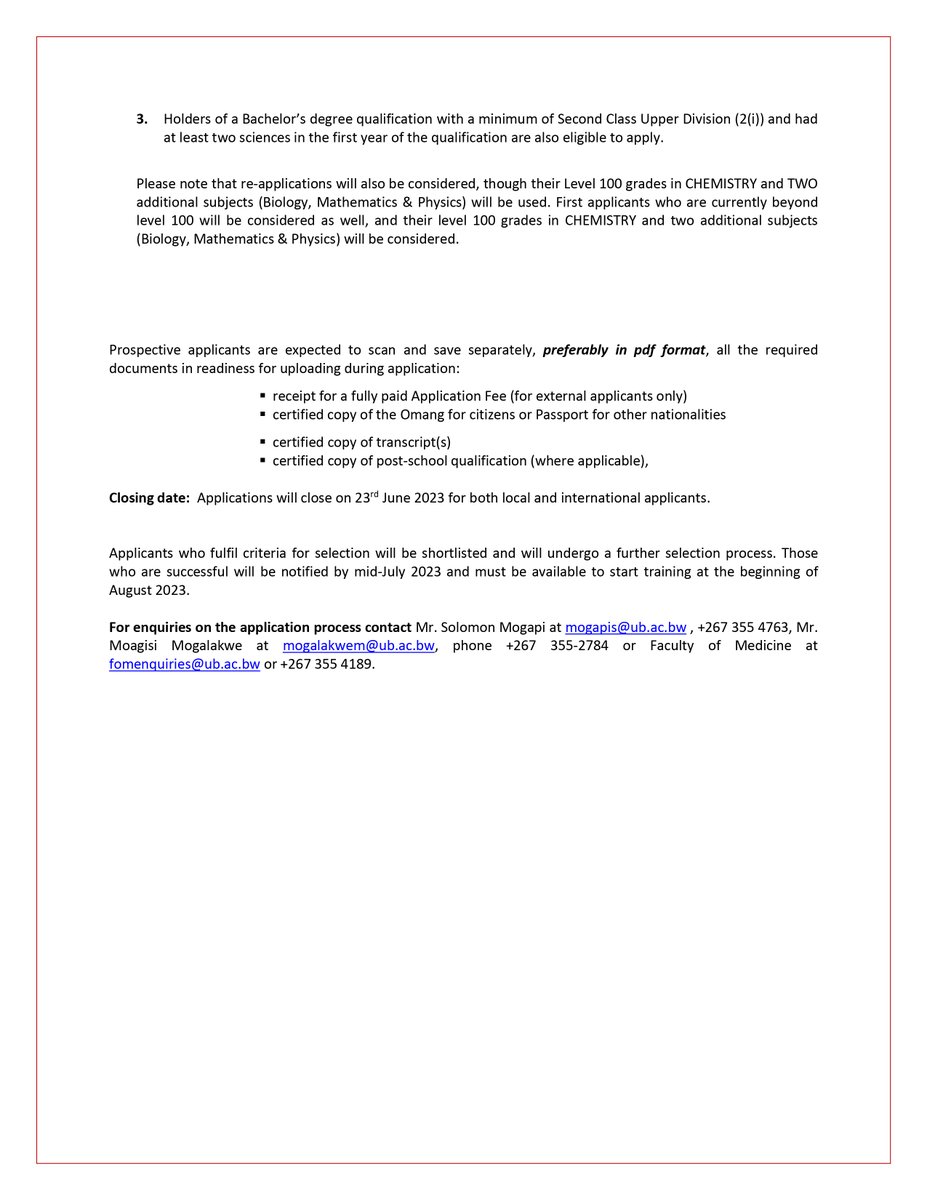University of Botswana Official on Twitter: "#CallForApplication