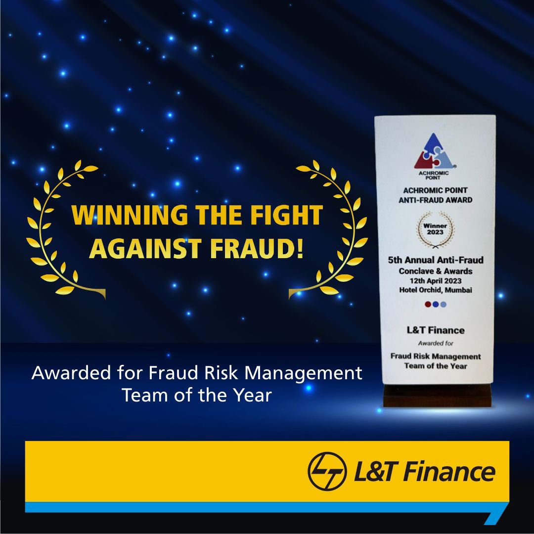 LnTFinance's tweet photo. We are proud to be winning the fight against fraud! 🏆💪🏻

L&amp;T Finance's Fraud Risk Management Team wins the Anti-Fraud Award at the 5th Annual Anti-Fraud Conclave and Awards. 

#LTF #FraudRiskManagementTeam  #FightAgainstFraud #Awards #Lakshya2026 https://t.co/52djC9CqKG