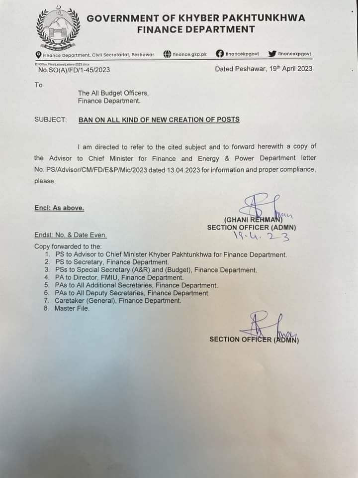 HHA0915853900's tweet photo. Ban on All Kind of New Creation of Posts.
#HHUpdates #HHAcademyPeshawar #TodayUpdates #jobsearch https://t.co/T1RZYI5t2o