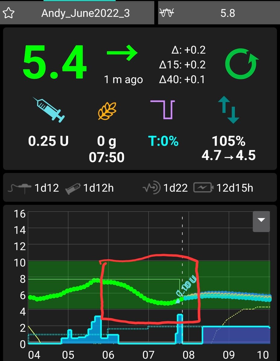 What happens with planning and a good fist of luck from the diabetes fairies. BG in range the whole time
