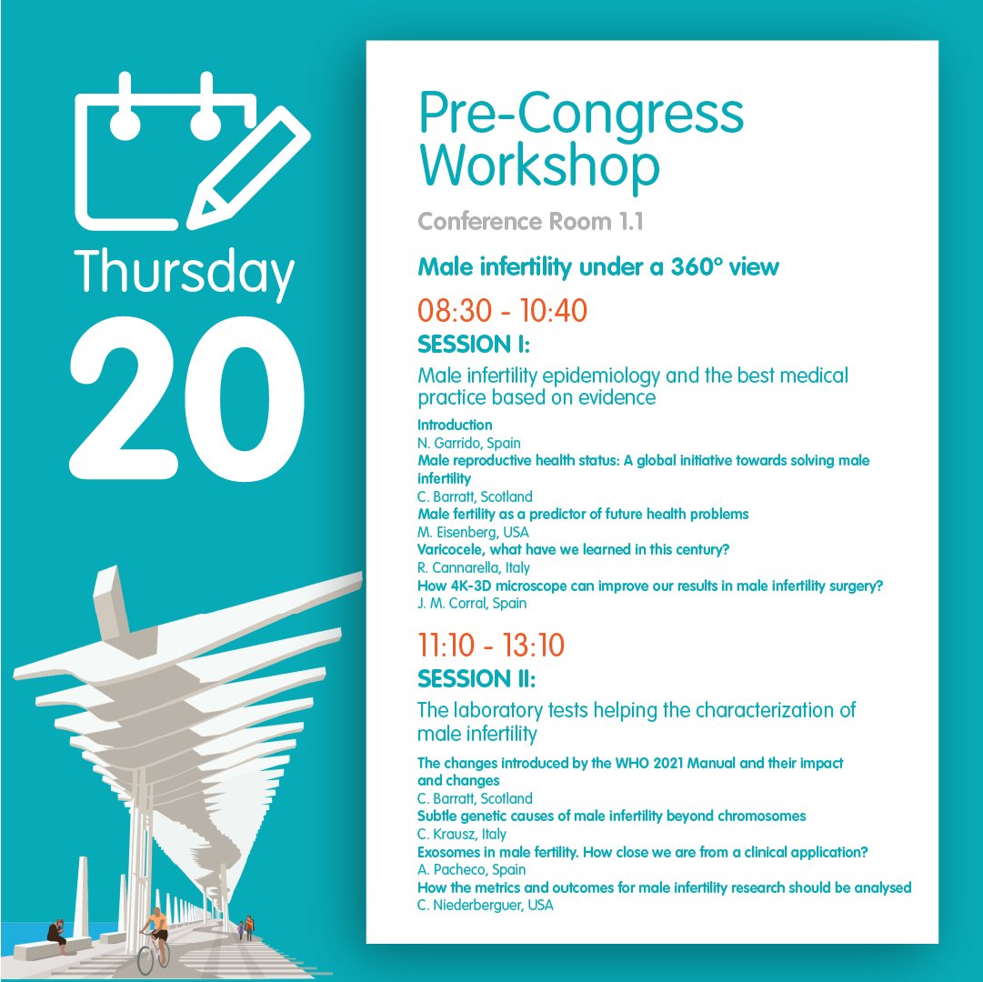 Arrancamos con dos actividades precongreso:
▪️Simposio sobre el Test Genético Preimplantacional
▪️Workshop sobre la Infertilidad Masculina

Los temas serán explorados por referentes del sector que compartirán su conocimiento en el campo del análisis genético y la andrología.
