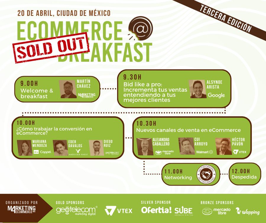 Mkt4eCommerce's tweet photo. Buenos días☕

👀Comenzamos el día llenos de felicidad porque... ¡Nuestro #eCommerceBreakfast está #SoldOut! 😱 

El team de México lo estará dando todo para que sea un día perfecto.  ¡A darle amor en la distancia y muchísimo ánimo! 🚀 https://t.co/Qec6cf7ToP