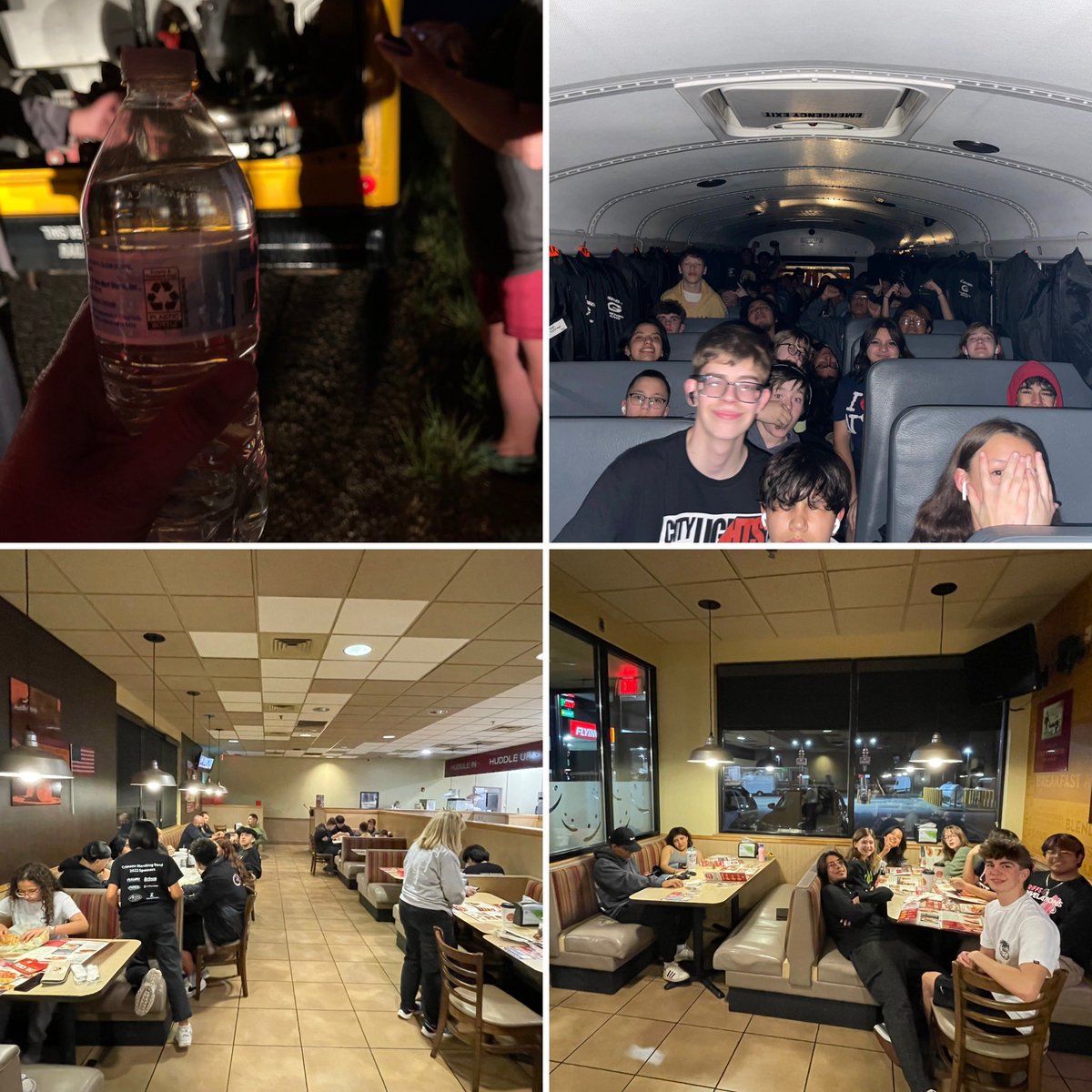 Goshen Winter Percussion made it to their hotel. Thank you to Don Graves and Moe from GCS transportation for bringing us a new bus. Thank you to the Huddle House in New Haven for feeding us while we waited. You Guys Rock! #busfun #winterpercussion