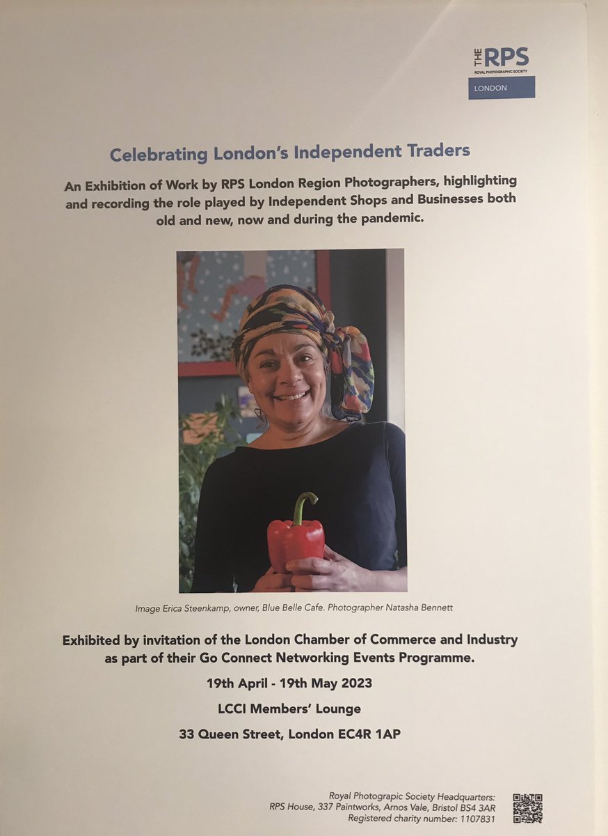 CoTishtash's tweet photo. Fantastic private view of @The_RPSLondon exhibition Independent Traders @londonchamber Proud to be part of this and many thanks to @erikasteenkamp for agreeing for me to photograph her and the #BlueBelleCafe https://t.co/Fr7HfNOilY