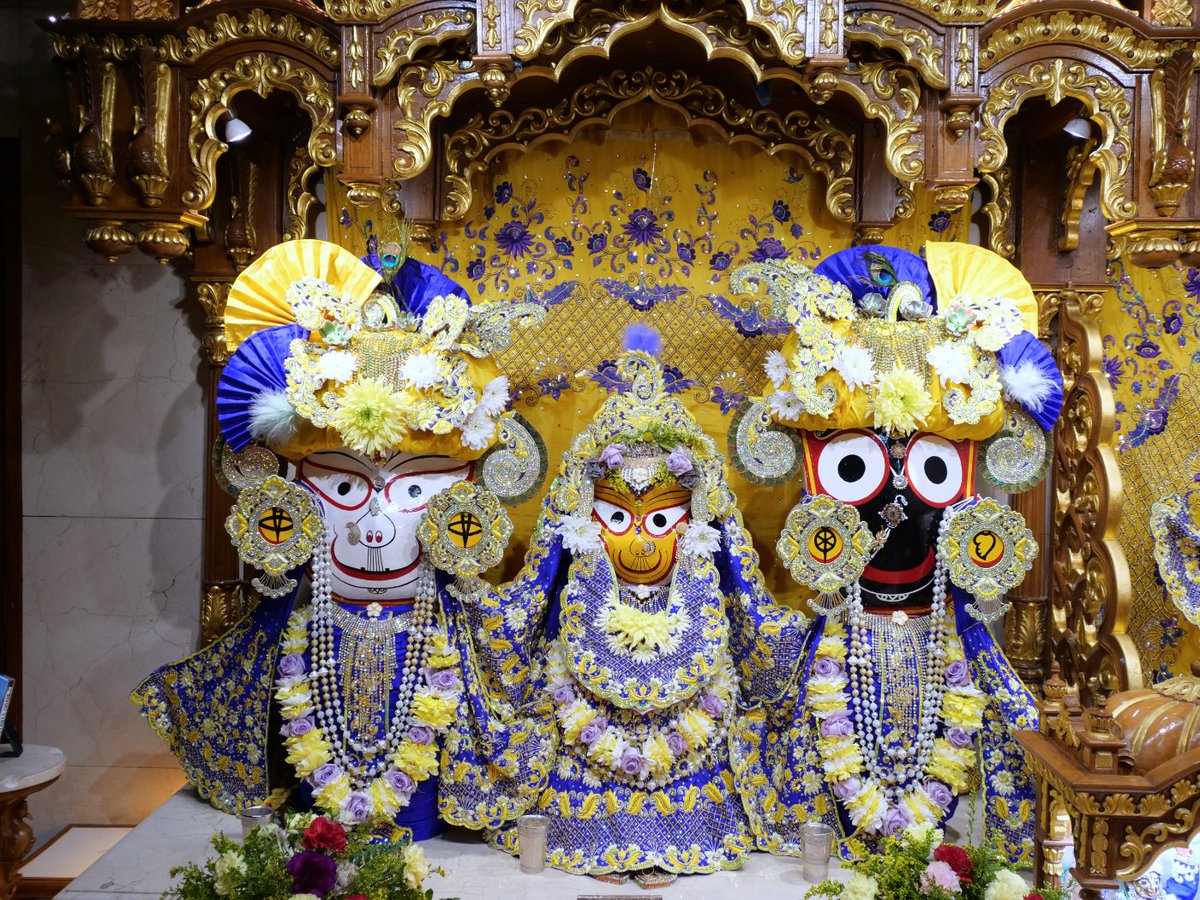 iskconlondon's tweet photo. Today's Deity darshan in Yellow &amp; Purple #krishna #radharani #radhakrishna #girigovardhan #gauranitai #jagannath #baladev #subhadra #srilaprabhupada #deities https://t.co/Efe9zst0lo
