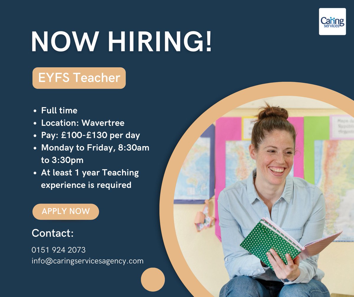 Caringservices1's tweet photo. 🚨 NEW JOB🚨

Are you a Teacher who is looking for new job right now? Have you previously worked with under-5’s? 

We are currently hiring a passionate Early Years Teacher to work in a lovely 1-form entry school.

Apply: https://t.co/UCk9W0hAzE https://t.co/HBUxLl09Md