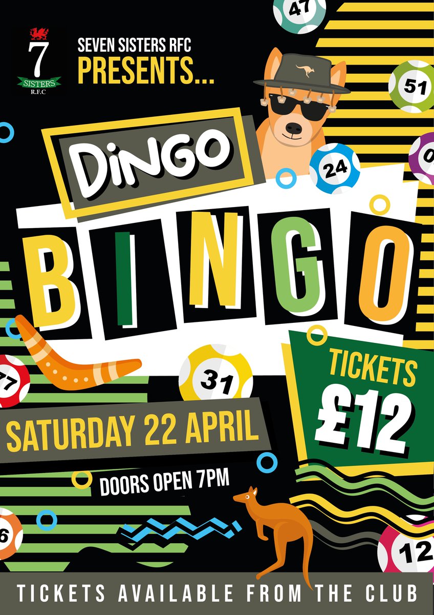SevenSistersRFC's tweet photo. A busy weekend ahead...

Saturday
1XV v @PantyffynnonRfc Home
Sponsored by Seven Sisters Stores &amp; Post Office 

Dingo Bingo
SOLD OUT

Sunday
Ladies XV v @gwernyfedladies Away

#Blackandgreen https://t.co/DN4aWZz8Si