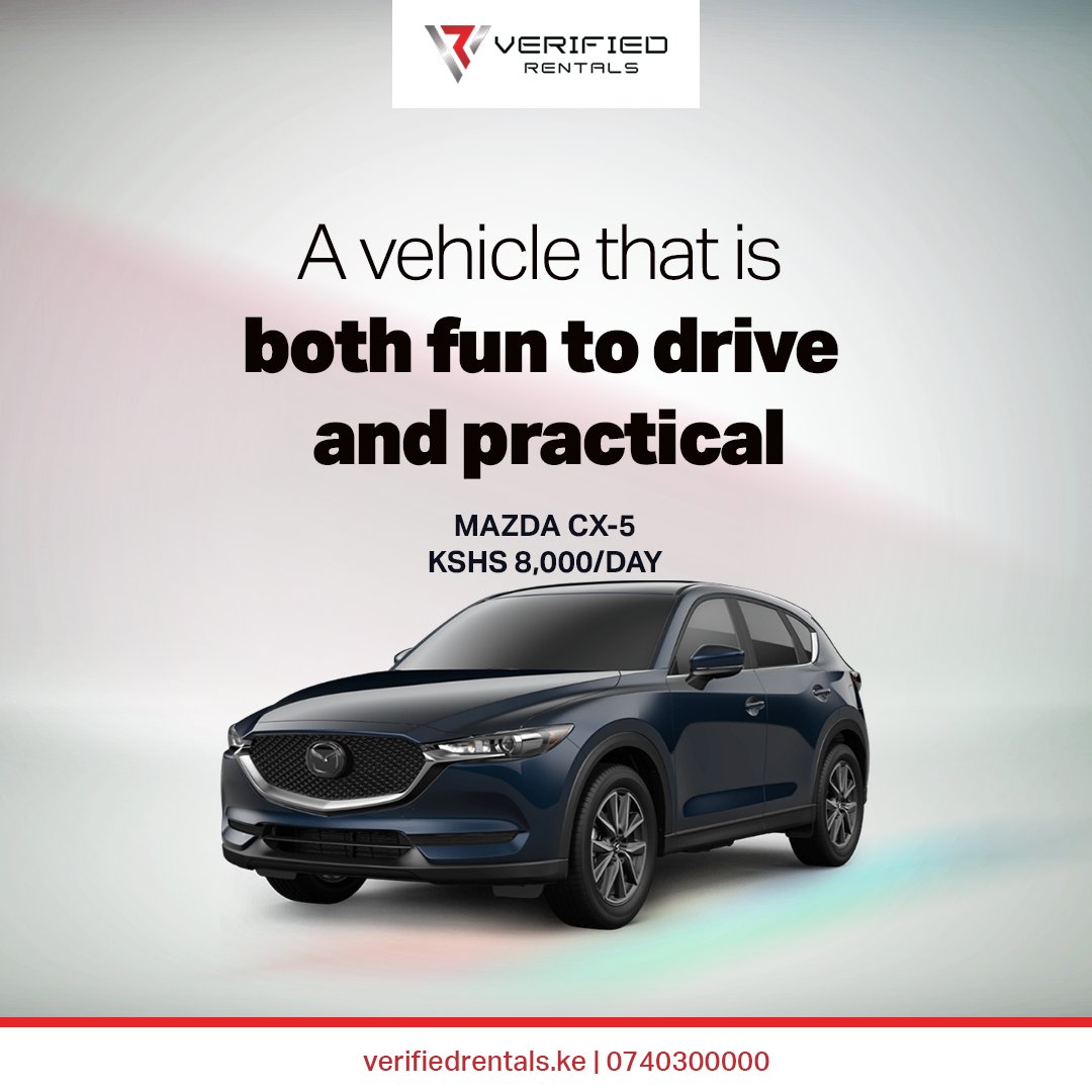 Vautoentals's tweet photo. The Mazda CX-5 is the ultimate choice. With its responsive handling, spacious interior, and superior fuel efficiency, this SUV is sure to impress any driver.

Book from our website https://t.co/E1bLqfFqal or give us a call on 0740300000 

#rentalcarnairobi #carhireserviceS https://t.co/TCuOKJ1rEG