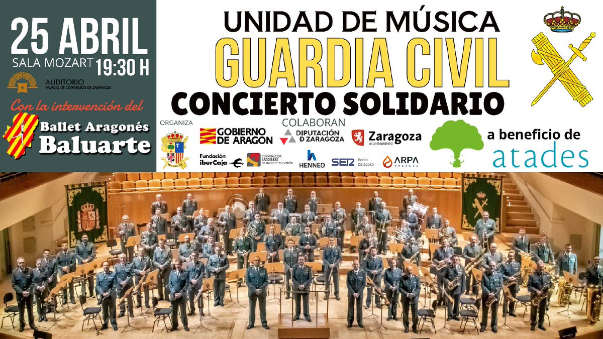 seralgalvez's tweet photo. GASTRONOMÍA EN ZARAGOZA: Concierto solidario en beneficio de ATADES https://t.co/3LC0RnBdq8
@somosatades
#ConciertoSolidario
#Atades
#GuardiaCivil
#gastroturismozgz12
#GASTRONOMÍAENZARAGOZA https://t.co/SC5pesgdXs