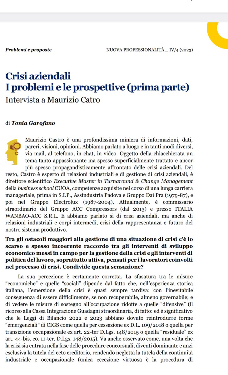 Crisi aziendali. Politiche del lavoro. Politiche industriali. Ruolo dei sindacati. Crisi della rappresentanza.
Ne ho parlato con Maurizio Castro, per la rivista #Nuovaprofessionalità, diretta da <a href="/EMassagli/">Emmanuele Massagli</a> <a href="/gbocchieri/">Gianni Bocchieri</a> <a href="/eugeniogotti/">Eugenio Gotti</a>