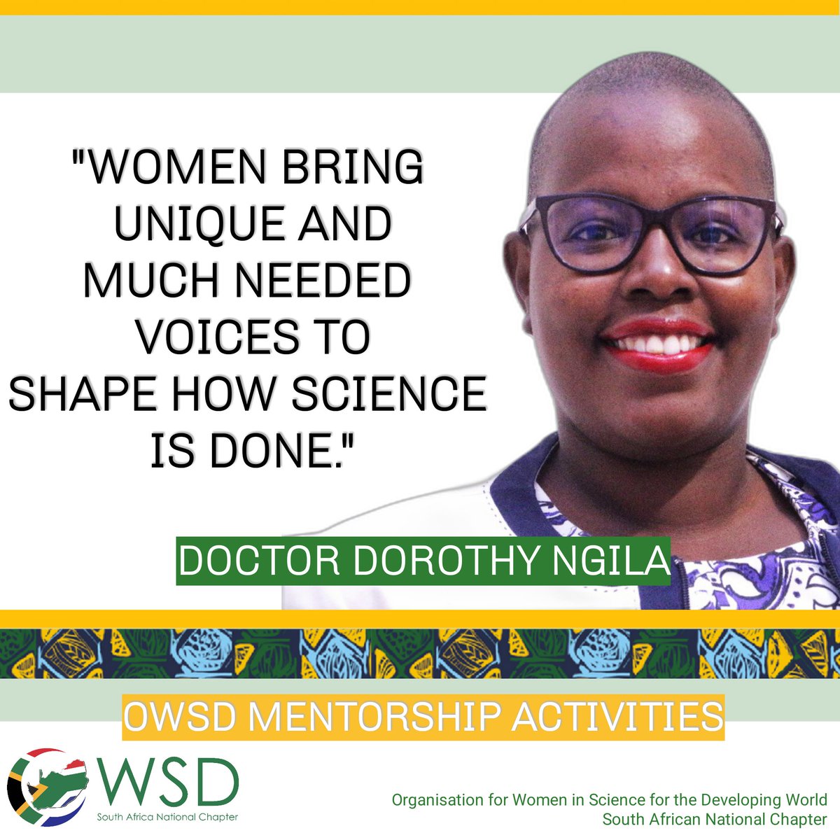 owsd_sanc's tweet photo. #EXCOSERIES 📣 Introducing Dr. Dorothy Ngila, our OWSD SANC EXCO member in charge of mentorship activities. She believes that "We are the generation that our ancestors dreamt of. We must put in the work to be the ancestors that future generations can stand on the shoulders of."💪🏽 https://t.co/62B2fZxjeM