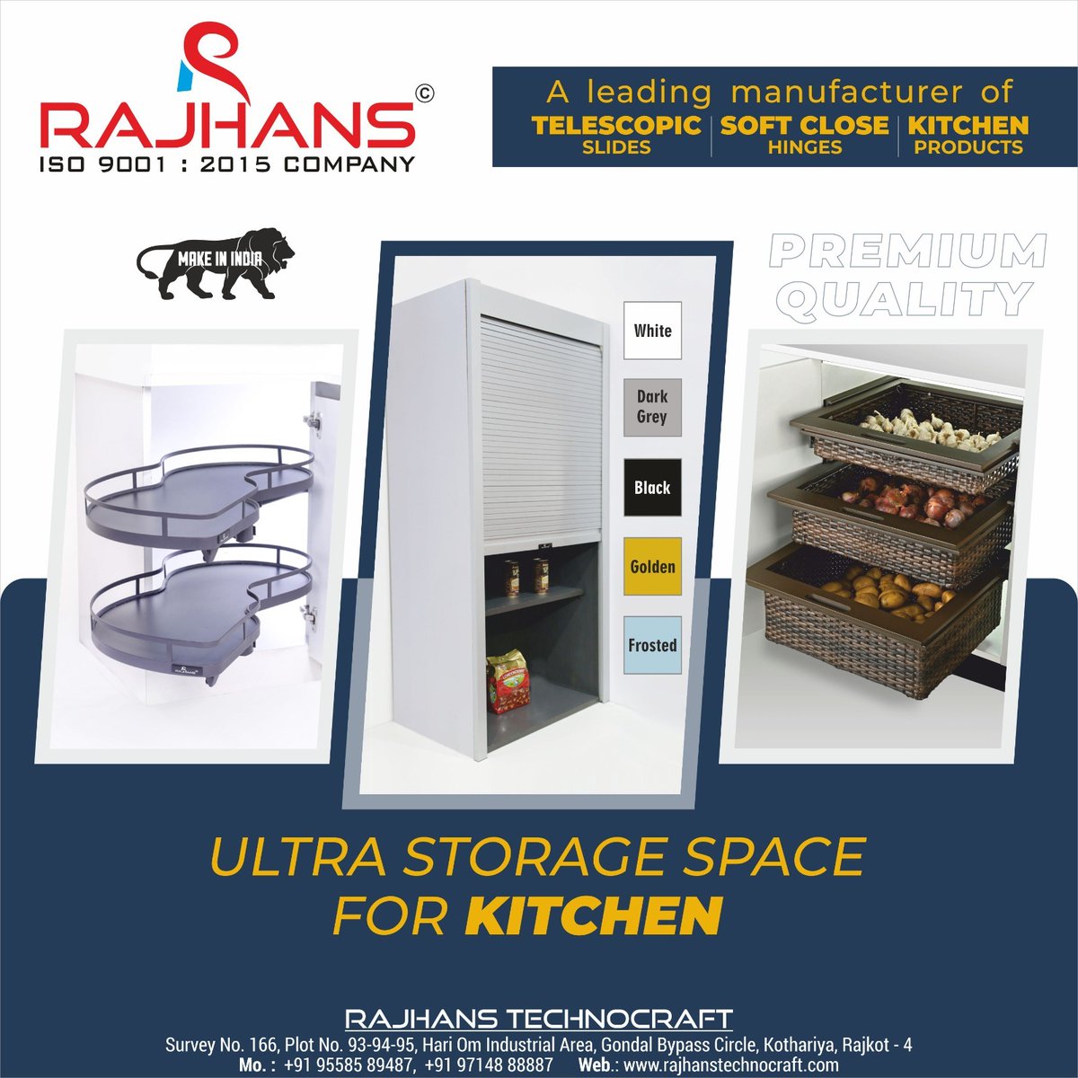 Leading Manufacturer of #TelescopicSlides, #SoftcloseHinges & all #KitchenProducts.

#RajhansTechnocraft (Rajkot)
Contact: Mr. Nirav Sorathia - 9714888887

#KitchenAccessories #KitchenFittings #Rajkot #Manufacturer #KitchenHardware #KitchenCabinetHardware #HardwareAccessories