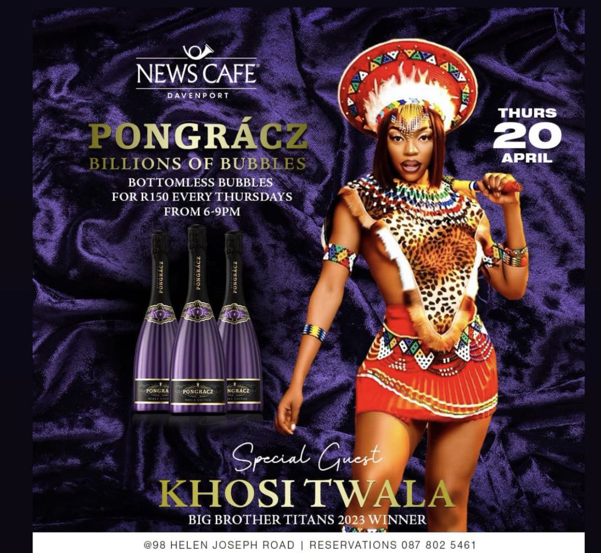 TheeAzanian's tweet photo. Khosi has 2 appearances today. A meet &amp; greet at Cappello in Umhlanga and then NewsCafe in Davenport #BBTitans #KhosiTwala

KHOSI MEET AND GREET 
KHOSI X PODCAST &amp; CHILL
WELCOME HOME KING KHOSI https://t.co/WDexAiBDtx