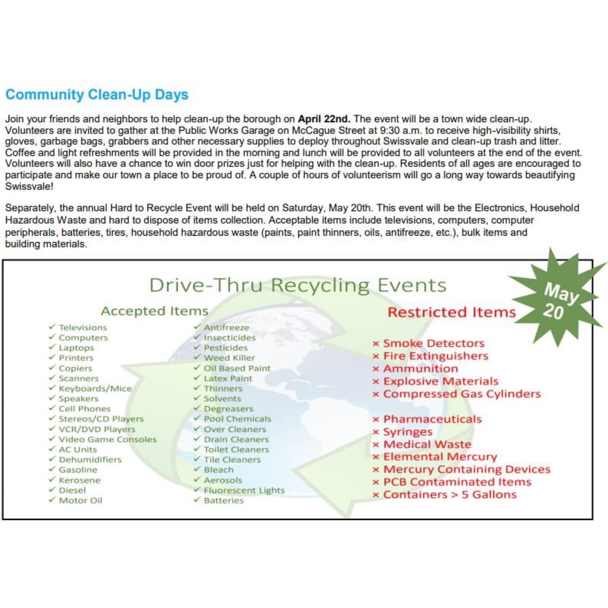 EastShorePGH's tweet photo. Earth Day brings Community Clean up days! Volunteers are needed.

@RankinBoro15104 @WoodlandHillsSD 

#VisitEastShorePgh #Braddock #NorthBraddock #RankinBorough15104 #Swissvale #LiveWorkPlay #GreatPlaceToLive #smallbusiness #smallbiz #EZCB #earthday2023 #earthday https://t.co/Ha77L6b0St