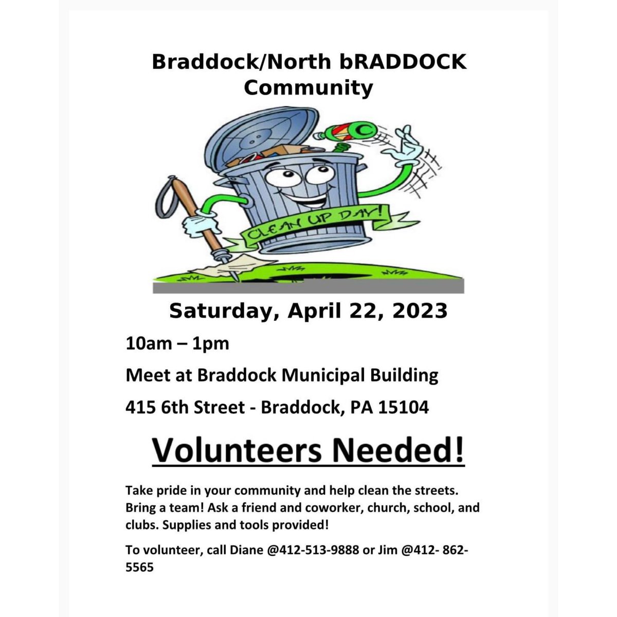 EastShorePGH's tweet photo. Earth Day brings Community Clean up days! Volunteers are needed.

@RankinBoro15104 @WoodlandHillsSD 

#VisitEastShorePgh #Braddock #NorthBraddock #RankinBorough15104 #Swissvale #LiveWorkPlay #GreatPlaceToLive #smallbusiness #smallbiz #EZCB #earthday2023 #earthday https://t.co/Ha77L6b0St