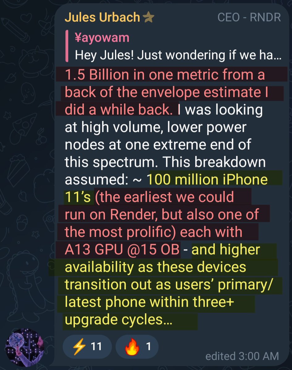 CRYPTOcounselo2's tweet photo. 9/ How can the #RenderNetwork support all these initiatives given the pace of #AI development, adoption and growth? 🤔
According to Jules, the $RNDR Network "could" have an #OctaneBench ~ 1.5 Billion if we consider future #iOS devices and waitlist #GPUs 🤯
credit: @yayowam https://t.co/VBguCyZn5k