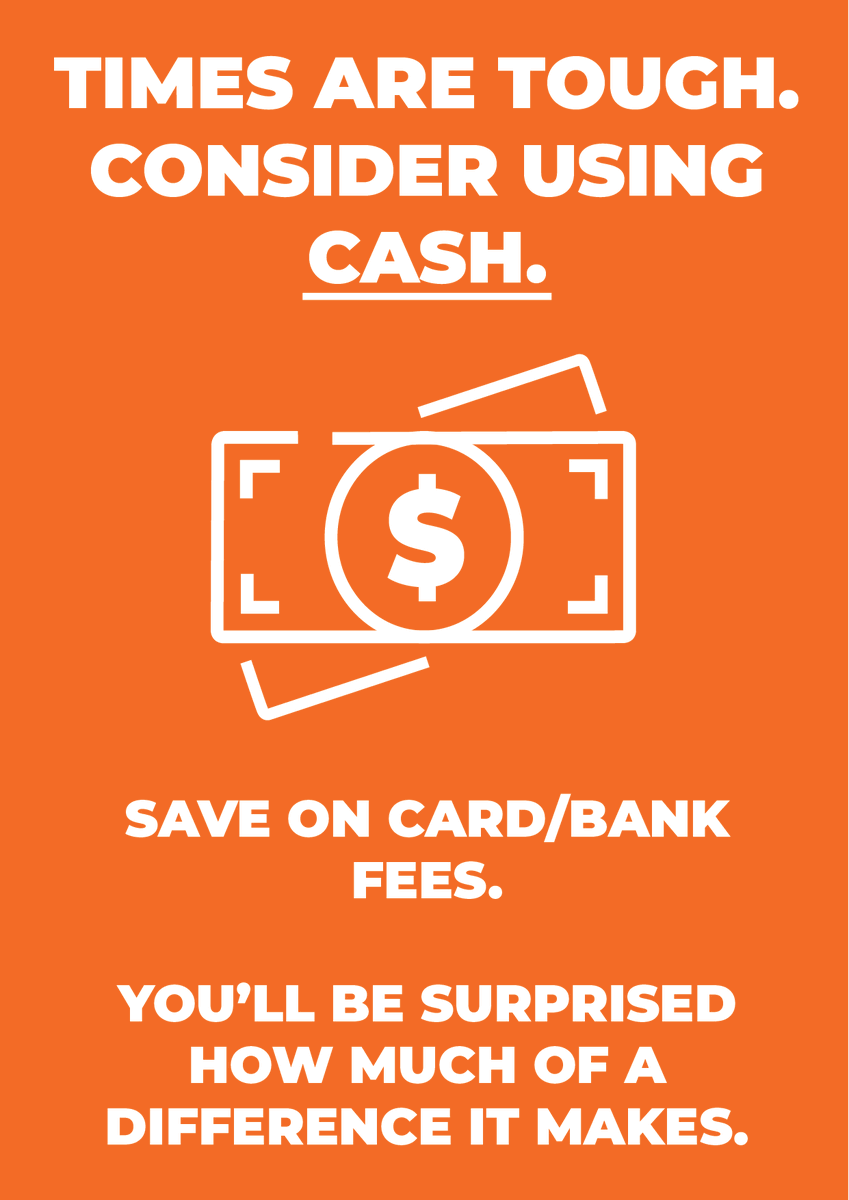MRobertsQLD's tweet photo. If you own or work at a business or you’re a customer, consider putting this sign up to keep cash in common use.

Download the printable PDF here:  https://t.co/etTZWMHR60 https://t.co/lC5773zDVU