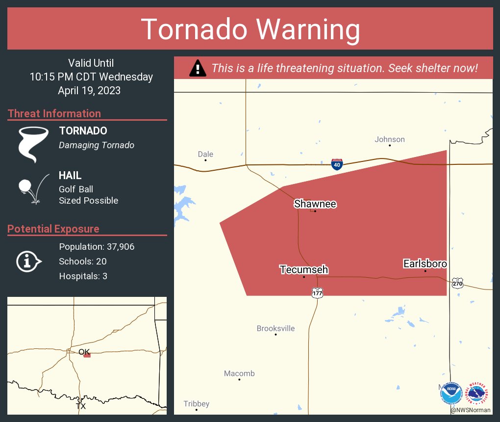 NWS Tornado on Twitter "Tornado Warning continues for Shawnee OK