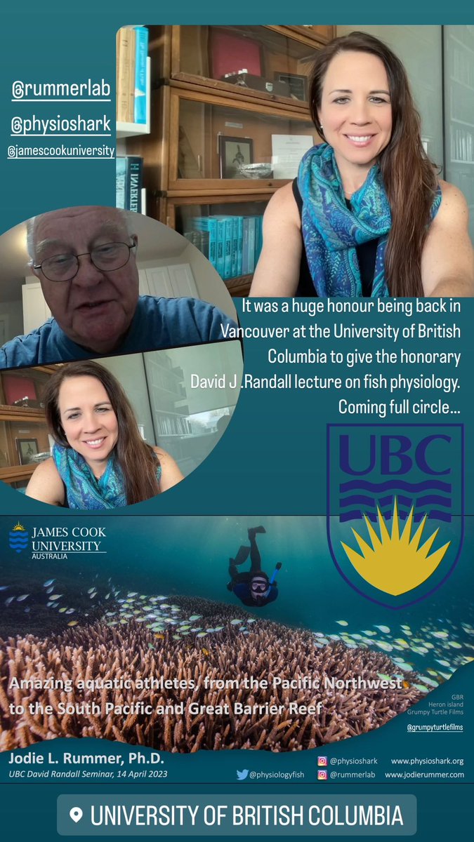 physiologyfish's tweet photo. Huge honour to present the @ZoologyUBC David J. Randall lecture on fish 🐠 physiology 🌡️💪🏼🩸💉 at @UBC Vancouver… my career coming full circle! I was his last post-doc! Here’s to mentors, leaders, colleagues, &amp; friends! #rummerlab &amp; #physioshark at @jcu https://t.co/UZAwVoXOIx https://t.co/6O4joPW5xt
