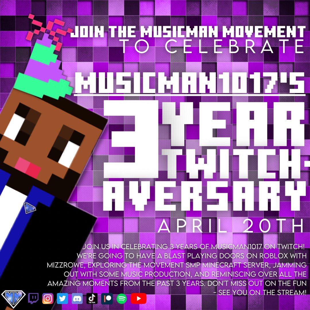 3 whole years!!! I can't believe this!! Thank you all for the love and support through raids and word of mouth, 32K followers, over a million streams on Spotify, and all of you in the most incredible community! 🙏🏾🥹Come hang at 12pm EST TOMORROW 4/20 to party! 🥳 love you all!!