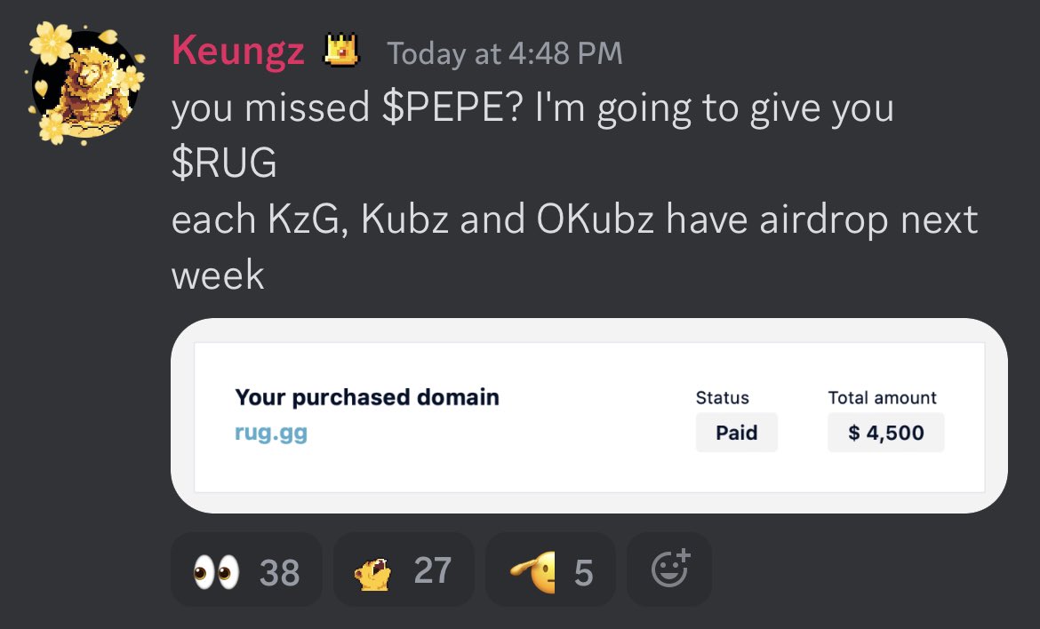TheVEeFather's tweet photo. It’s Rug Szn Mfers! 🤨🦁 #kubz #okubz #rugz $RUG @keung https://t.co/sVtgA24Pzh