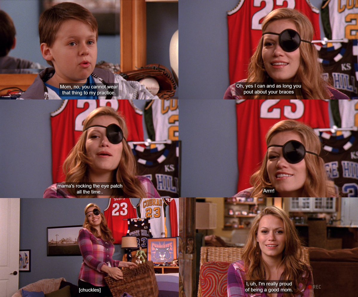 pacepeterlawyer's tweet photo. Favorite moments from 8x08
"Oh, yes I can. And as long you pout about your braces, mama's rocking the eye patch all the time, everywhere. Arrrr!" -Haley 😂😂
Haley is seriously mom goals though! 💗
#OneTreeHill #haleyjamesscott #jamiescott https://t.co/BmzI1tzoBk