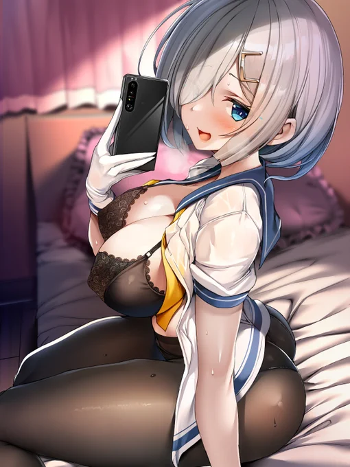 【微エロ注意】今回は趣向を変えて数年前のラフを線画と塗りだけ整えて色塗った自撮り浜風でございます。今と比べてどうでしょうか?あんまり変わらなかったらそれはそれで哀しいですが。差分はおっぱいです。今見ると乳ちいせぇな・・・乳だけでももっと盛るべきだったペコ・・・・・・ 