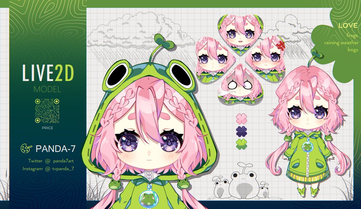 panda7art's tweet photo. This chibi Live2D model - OPEN❗

💰PRICE - $500

I have been drawing her in September yet, but I had no opportunities to make a design for her🍀

🌙open for commission
🌙check my carrd for price list

#vtubers #live2dmodel #live2dcommission #live2d https://t.co/iX2vT5s5qw