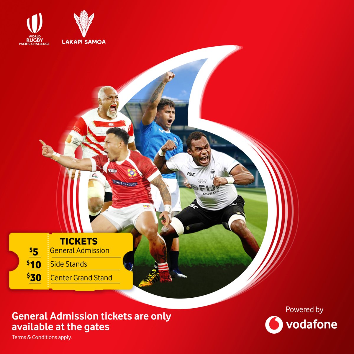 VodafoneSamoa's tweet photo. Tickets for the World Rugby Pacific Challenge will be available at the
π· Vodafone Retail Stores
π· Lakapi Samoa HQ
Note that General Admission tickets are only available at the Apia Park gates π·
#WRPC #PoweredByVodafone #LakapiSamoa https://t.co/uYLa0Wr9ii