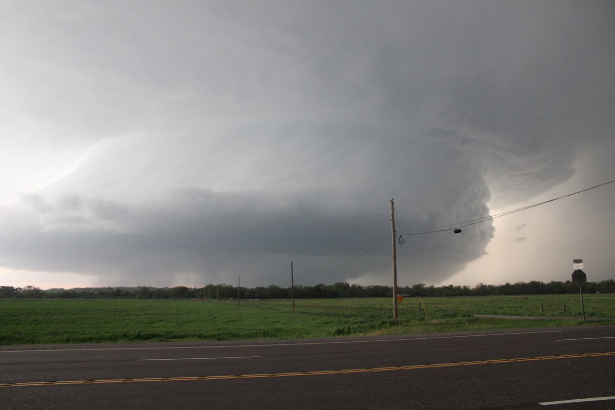 The Cole OK supercell with a confirmed rain wrapped tornado about 5 to 10 miles west of Slaughterville OK at about 7:50 CST. An absolutely beautiful mesocyclone with this storm.