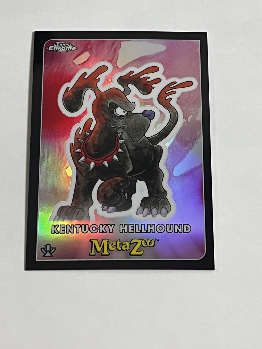 SJCCollectibles's tweet photo. Who wants a stupid rare card? #3/5 Kentucky Hellhound Topps Chrome! Listed it on eBay
https://t.co/nFX0GJwGRa
#metazoo #metazoogames #kentuckyhellhound #hellhound #cryptid #blackrefractor #topps #toppschrome https://t.co/EgZfceeX4M