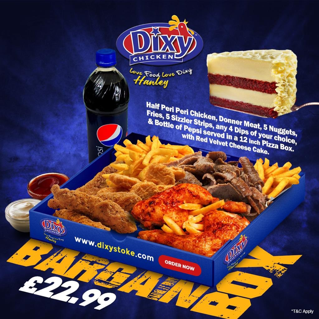 DixyStoke's tweet photo. Yes it's a Bargain! Order Collection/ Delivery Online 👉 https://t.co/GrVAfZgPAq 
Crunchy, Crispy, Juicy, Sweet &amp; Spicy .....everything in one box ! https://t.co/QjHVmj3YVm