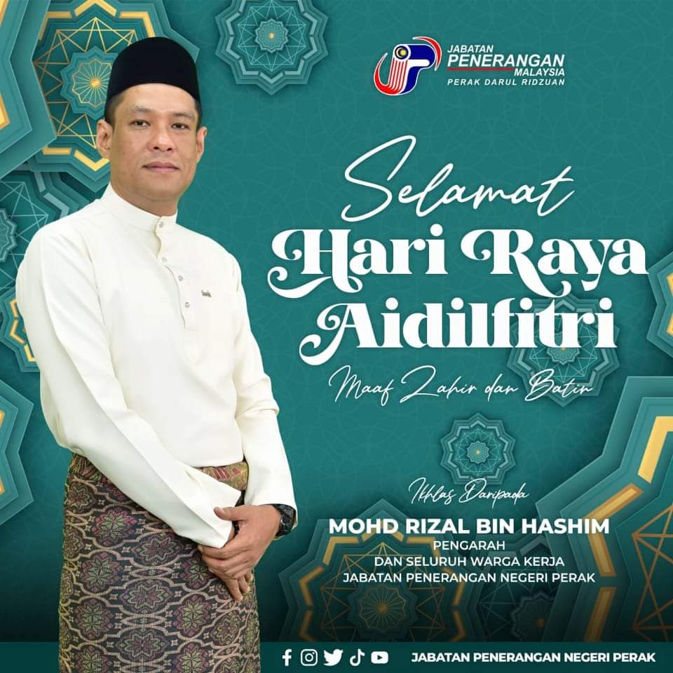 PenPerak's tweet photo. SELAMAT HARI RAYA AIDILFITRI 2023 

Ramadan berundur Syawal menjelma,
Tanda kemenangan sebulan berpuasa,
Ampun dan maaf pada semua,
Pohon keberkatan dari Yang Esa.

Selamat Hari Raya Aidilfitri. Ucapan ikhlas daripada Pengarah dan seluruh warga kerja Jabatan Penerangan Neg Perak https://t.co/0raee3E3vs