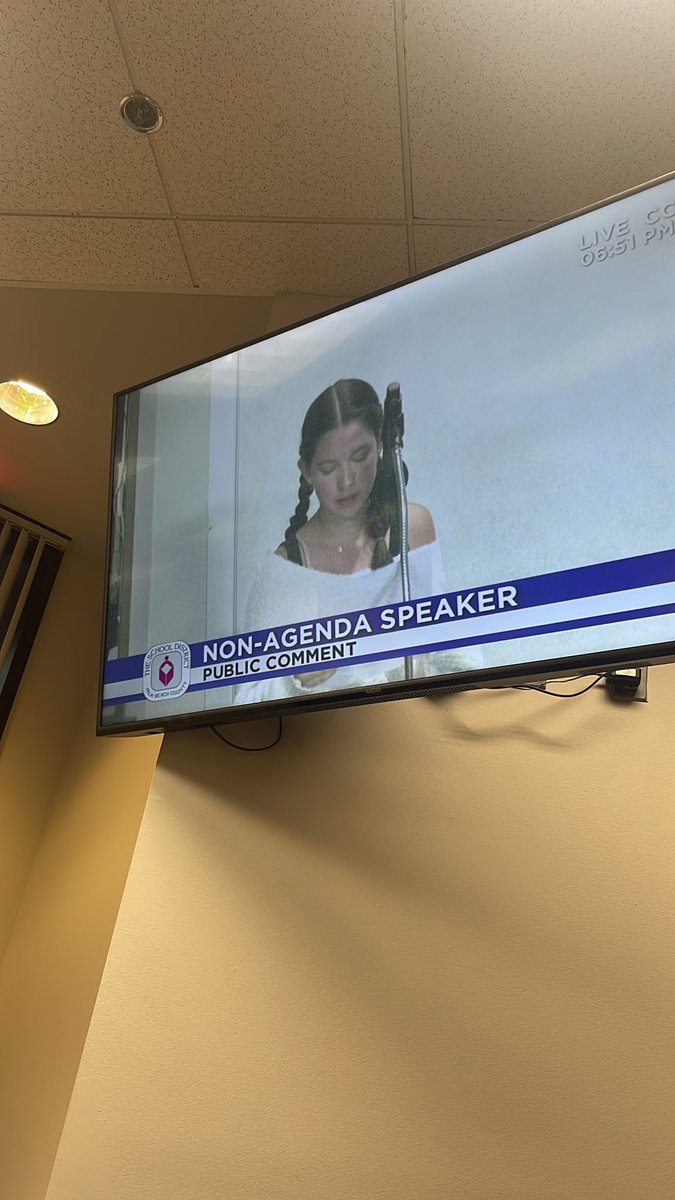 Surface71wpb's tweet photo. Tonight Marina reminded @pbcsd school board what we do! #educate #waterstations #beachcleanups #thinkbluegogreen #EarthDay2023 https://t.co/k3MiTjboqx