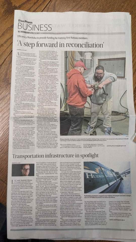 ShaunLoney's tweet photo. Thanks Efficiency Manitoba for your support of Aki Energy’s training program! @EfficiencyMB https://t.co/qg5wLcqPda