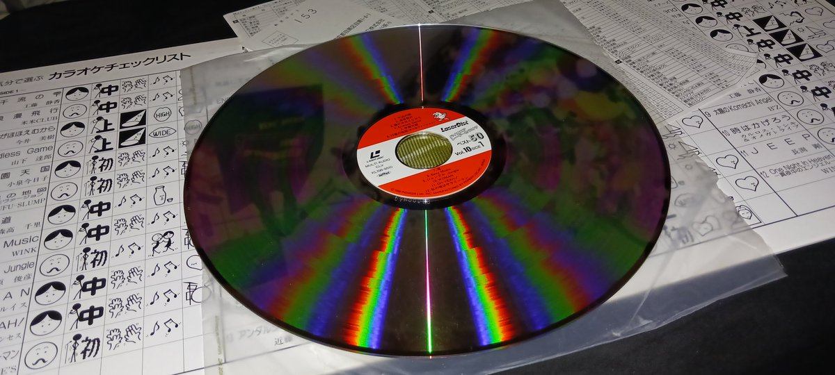 RPDOfficer's tweet photo. On todays edition of "What weird ass thing of old tech did RPD buy?" we have a 33 year old Japanese Karaoke 2 disc Laserdisc set!

It's pretty neat! https://t.co/yFVwJDtP5X