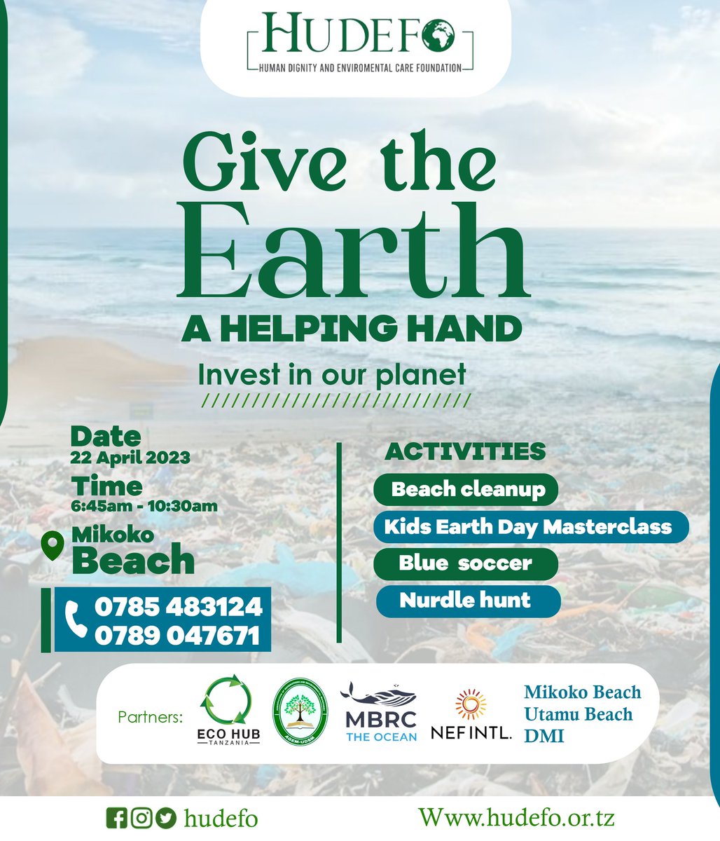 Mr_AbdiKhalifa's tweet photo. #EarthDay2023 🌏🌳
Make plans to join us on Saturday for Earth 🌎  Clean-UP Mikoko Beach Mikocheni as part of our Earth Day celebrations!  Every little bit helps.
#EarthDay #GlobalCleanUp #CleanUp #ClimateAction https://t.co/ldSnfgnmul